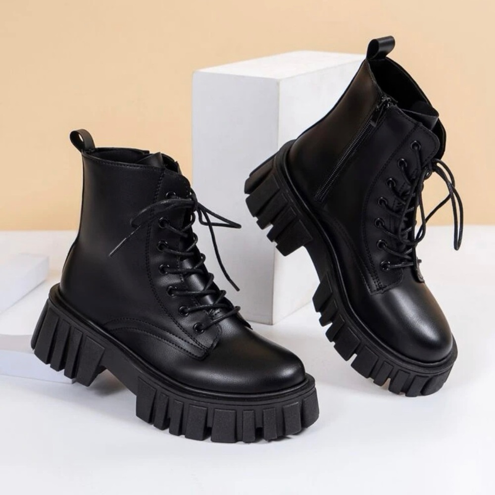 Lace-up Front Chunky Combat Boots